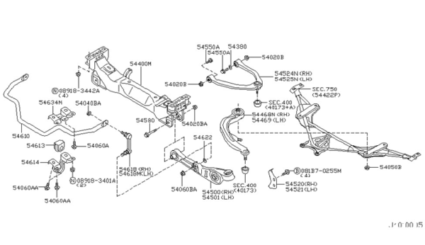 nissan 350z front suspension member And link 401a001